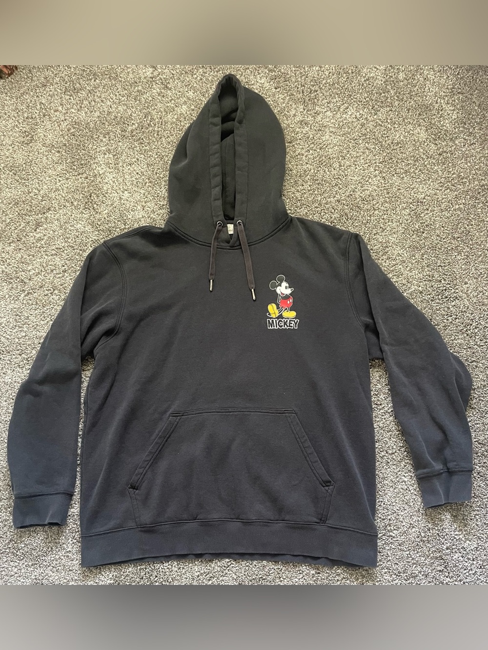 Disney Dark Grey Hoodie with Small Mickey Chest Graphic